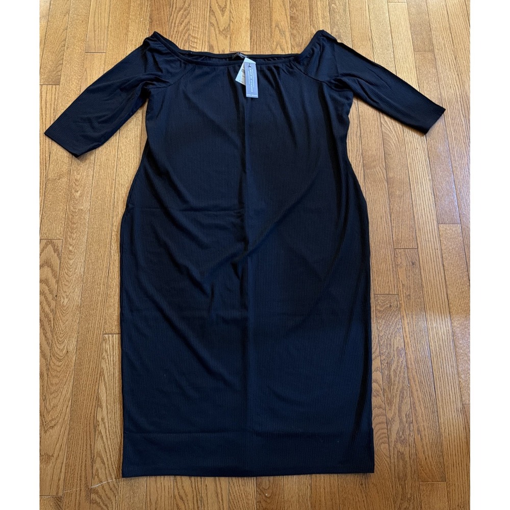Lane Bryant 22/24 Black Off Shoulder Dress NWT Ribbed‎